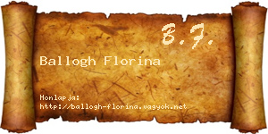 Ballogh Florina névjegykártya
